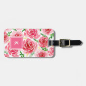 Provence Rose Monogramm Gepäckanhänger (Vorderseite horizontal)