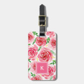 Provence Rose Monogramm Gepäckanhänger (Vorderseite vertikal)