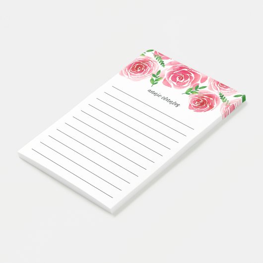 Provence-Rose | Personalisiert Linde Post-it Klebezettel (angewinkelt)