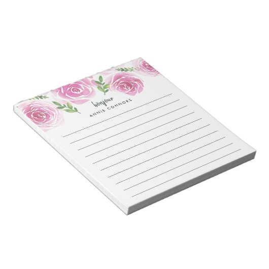 Provence-Rose | Rosa Personalisierte Linde Notizblock (angewinkelt)