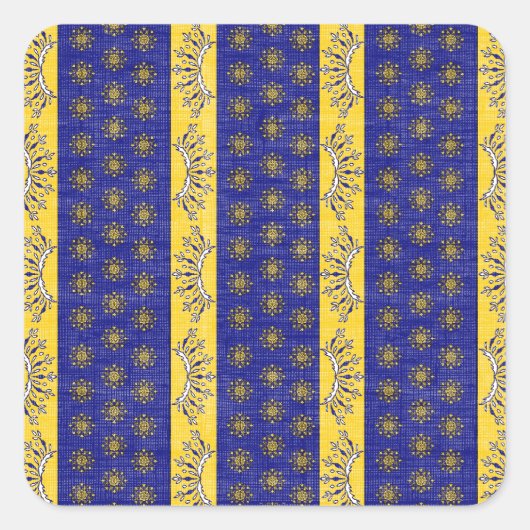 Provence Süd-Frankreich Französisches Blaues/Golde Quadratischer Aufkleber (Vorderseite)