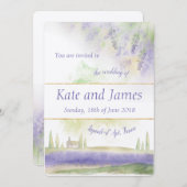 Provence-Wasserfarbe-Hochzeits-Einladung Einladung (Vorne/Hinten)
