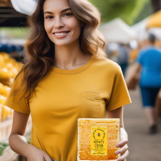 Provence Yellow HONEYCOMB Label Honeycomb & Bee Adressaufkleber