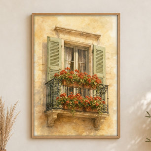 Provenzalischer Balkon Aquarell Traditionelles Pos Poster