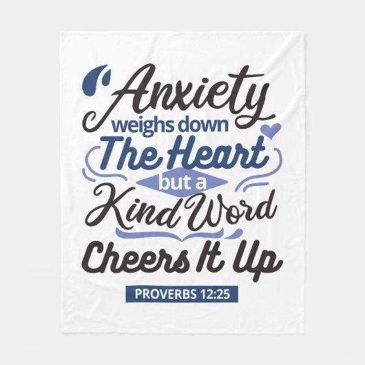 Proverbs 12:25 Bible Verse – Kind Word Art Fleecedecke (Vorderseite)