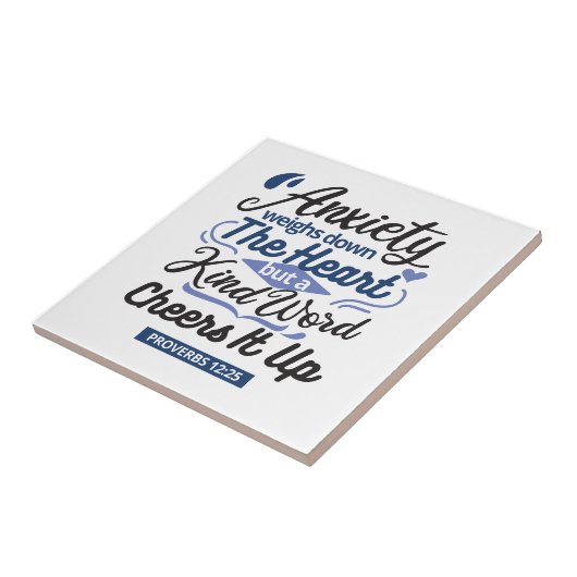 Proverbs 12:25 Bible Verse – Kind Word Art Fliese (Seite)