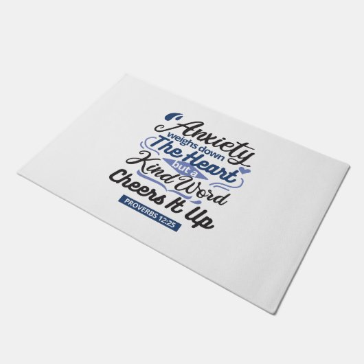 Proverbs 12:25 Bible Verse – Kind Word Art Fußmatte (Schrägansicht)