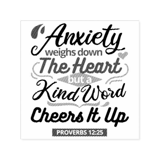 Proverbs 12:25 Bible Verse – Kind Word Art Permastempel (Design)