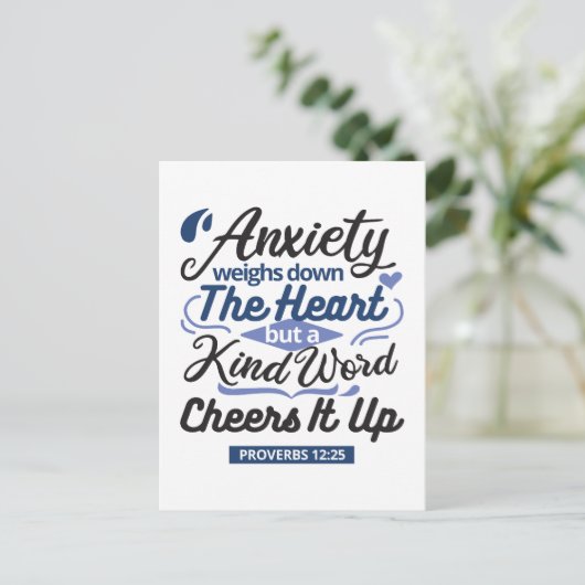 Proverbs 12:25 Bible Verse – Kind Word Art Postkarte (Stehend Vorderseite)
