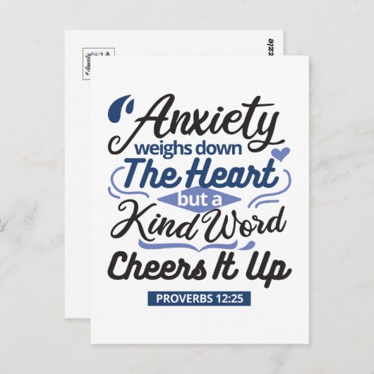 Proverbs 12:25 Bible Verse – Kind Word Art Postkarte (Vorne/Hinten)