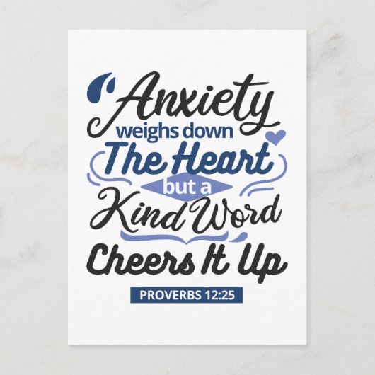 Proverbs 12:25 Bible Verse – Kind Word Art Postkarte (Vorderseite)
