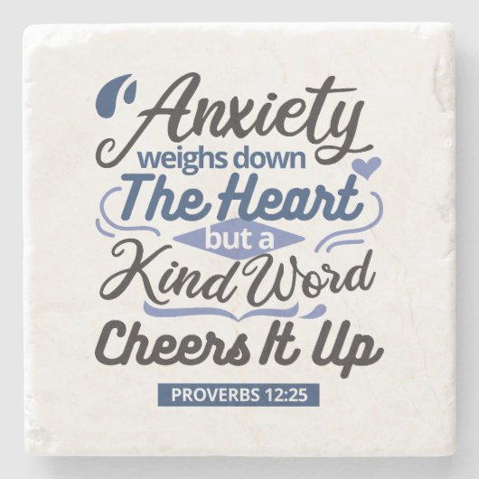 Proverbs 12:25 Bible Verse – Kind Word Art Steinuntersetzer (Vorderseite)