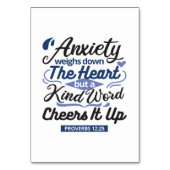 Proverbs 12:25 Bible Verse – Kind Word Art Tischnummer (Vorderseite)