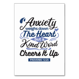 Proverbs 12:25 Bible Verse – Kind Word Art Tischnummer