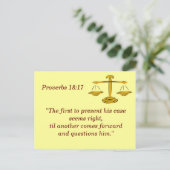 Proverbs 18 17 Justice Bible Verse Memory Card Postkarte (Stehend Vorderseite)