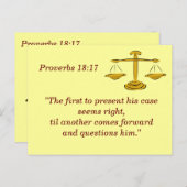 Proverbs 18 17 Justice Bible Verse Memory Card Postkarte (Vorne/Hinten)