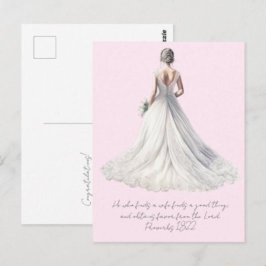 Proverbs 18:22 Wedding Greeting Card Postkarte (Vorne/Hinten)
