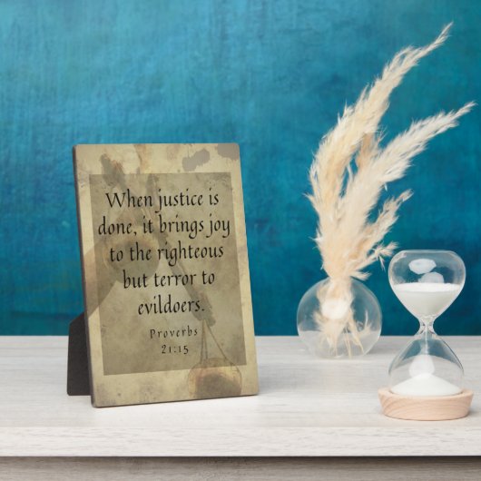 Proverbs 21:15 Justice Brings joy to righteous Fotoplatte (Seite)