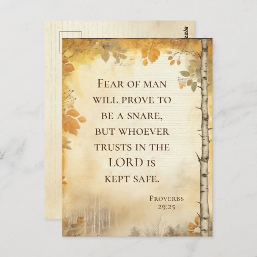 Proverbs 29:25 Fear of Man Bible Verse  Postkarte (Vorne/Hinten)