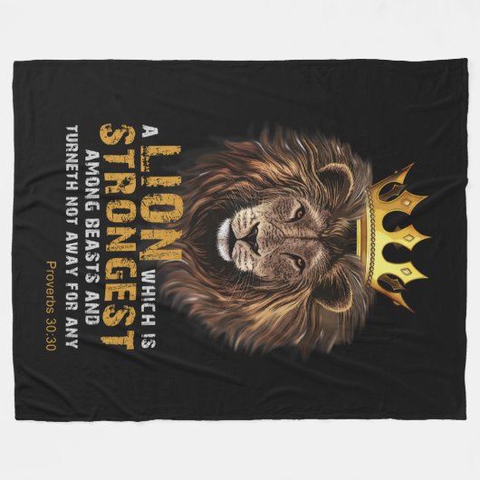 Proverbs 30:30 KJV Bibelbibliotheksangebot Fleecedecke (Vorderseite (Horizontal))