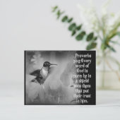 Proverbs 30:5 BIBLE SCRIPTURE mit Hummingbird Postkarte (Stehend Vorderseite)