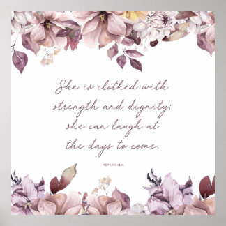 Proverbs 31:25, Bibelverse Print, Stärke Poster
