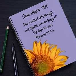 Proverbs 31:25 Bibelverse Sonnenblumen Sketchbook Notizblock