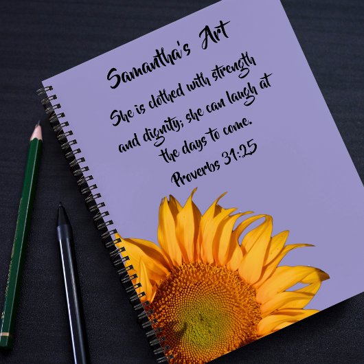 Proverbs 31:25 Bibelverse Sonnenblumen Sketchbook Notizblock