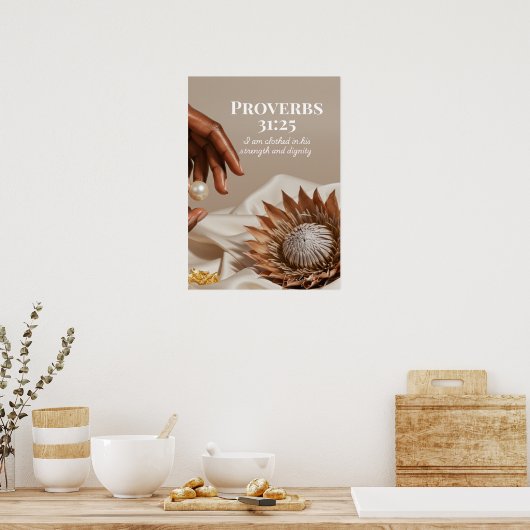 Proverbs 31:25 Empowered Woman Gift for Her Poster (Küche)