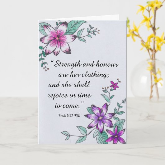 Proverbs 31:25 (KJV)  Karte (Gelbe Blume)