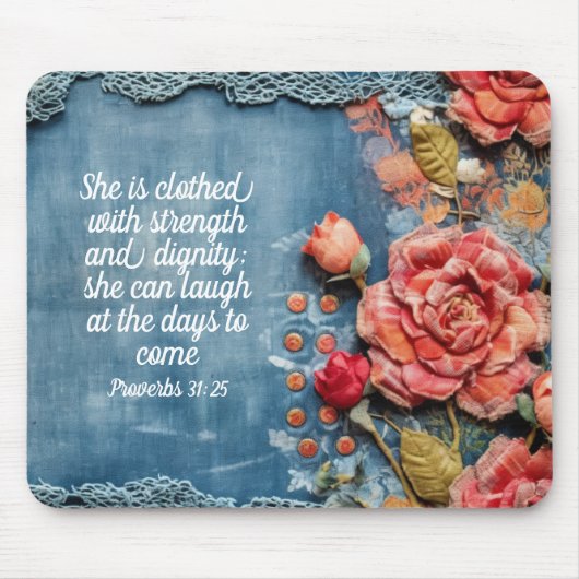 Proverbs 31:25 Mousepad Inspiring Bible Verse (Vorne)