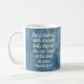 Proverbs 31:25 Mug Inspiring Bible Verse Kaffeetasse (Links)