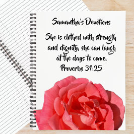 Proverbs 31:25 Red Rose Christian Custom Devotion Notizblock