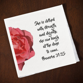 Proverbs 31:25 Red Rose Christian Woman Serviette