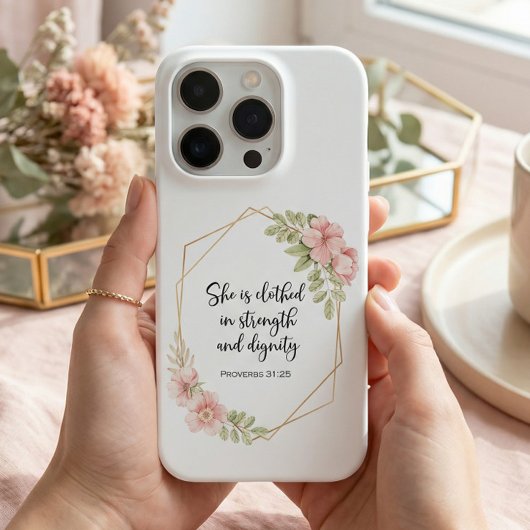 Proverbs 31:25 Strength and Dignity Floral  iPhone Hülle