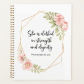 Proverbs 31:25 Strength and Dignity Floral  Planer (Vorderseite)