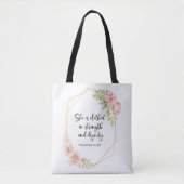 Proverbs 31:25 Strength and Dignity Floral  Tasche (Vorderseite)