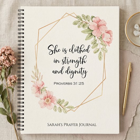 Proverbs 31:25 Strength and Dignity Personalized  Notizblock
