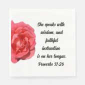 Proverbs 31:26 Rose für Christliche Lehrkräfte im Serviette (Vorderseite)