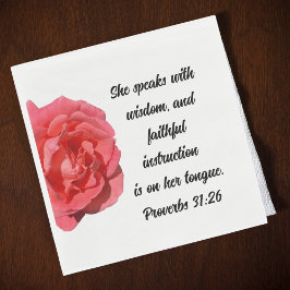 Proverbs 31:26 Rose für Christliche Lehrkräfte im Serviette