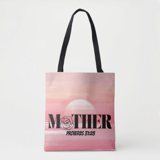 Proverbs 31:28 "Mutter" Tote Bag - Rose Design Tasche (Vorderseite)