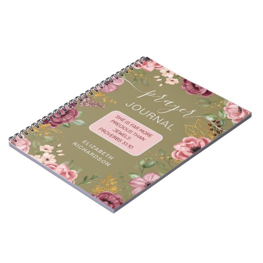 Proverbs 31 Blume-Gebetszeitschrift Notizbuch Notizblock (Linke Seite)