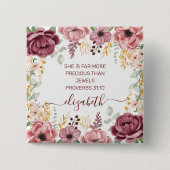 Proverbs 31 Elegante pastellrosa Blume Button (Vorderseite)