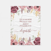 Proverbs 31 Elegante pastellrosa Blume Fleecedecke (Vorderseite)
