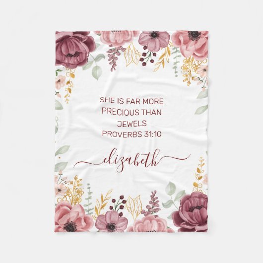 Proverbs 31 Elegante pastellrosa Blume Fleecedecke (Vorderseite)