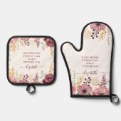 Proverbs 31 Elegante pastellrosa Blume Ofenhandschuh & Topflappen-Set (Vorderseite)