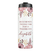 Proverbs 31 Elegante pastellrosa Blume Thermosbecher (Vorderseite)