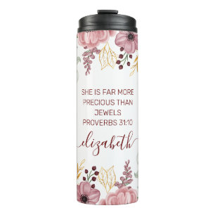 Proverbs 31 Elegante pastellrosa Blume Thermosbecher