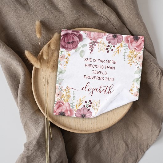 Proverbs 31 Elegante pastellrosa Blume Waschlappen