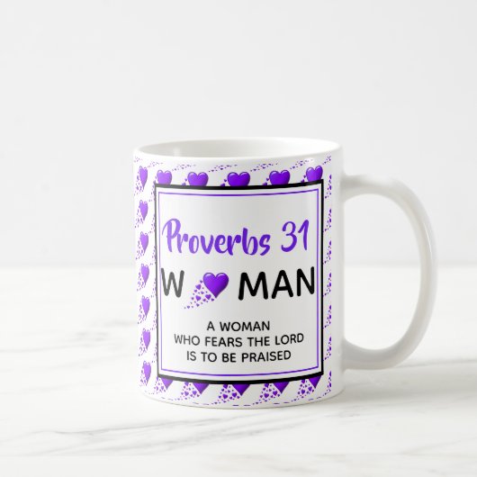 PROVERBS 31 FRAU Lila Heart Christlich Kaffeetasse (Rechts)
